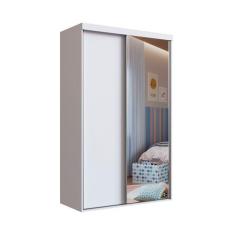 Imagem de Guarda-Roupa Solteiro com Espelho Khaterine 2 PT 2 GV Branco