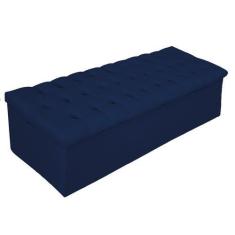 Imagem de Recamier Baú Estofada Mel 195 Cm King Size Com Capitonê Suede Azul Mar