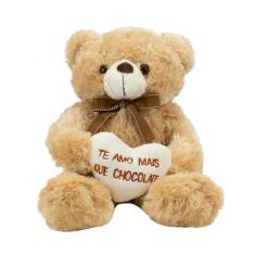 Imagem de Urso Sentado Te Amo Mais Que Chocolate 29cm Pelúcia - Fofy Toys