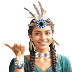 Imagem de Kit Acessório Fantasia India Luxo 4 Produtos Festa Carnaval