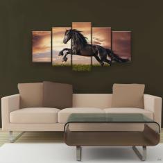 Imagem de Quadro Decorativo Cavalo Negro Horse Hd 129x61 Quarto Sala