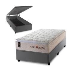 Imagem de Conjunto Box Baú Roma Bege 96x203x78 c/ Molas Ensacadas