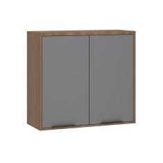 Imagem de Armário Aéreo De Cozinha 80cm 2 Portas Aspen Luciane Móveis Vanilla Com Cinza Puro