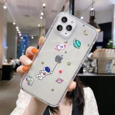 Imagem de Capa de telefone astronauta para iPhone 11 13 14 Pro Max 12 XR 7 8 Plus X XS SE 2020 13 Mini 14promax 13promax Capas macias de silicone, UB09, para iPhone 12 Mini