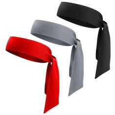 Imagem de Faixa de cabeça esportiva esportiva para homens e mulheres, pacote com 3 faixas de cabeça ninja ajustáveis para karatê com absorção de suor e treino para basquete, corrida, tênis, atletismo