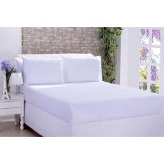 Imagem de Jogo de cama Lençol Percal 180 fios Ponto Palito Branco Padrão 03 peça