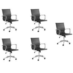 Imagem de Kit 5 Cadeiras de Escritório Office Sevilha Baixa Preto