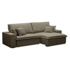 Imagem de sofá 3 lugares retrátil e reclinável sarov veludo amêndoa