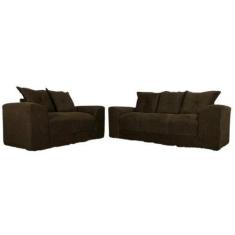 Imagem de Jogo De Sofá De 2 E 3 Lugares Porto Marrom Suede - Aurea Decor