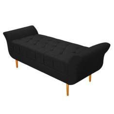 Imagem de Recamier Estofado Ari 160 Cm Queen Size Suede Preto - Adj Decor