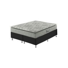 Imagem de Cama Box King Preto + Colchão Ortopedico Espuma D33 Pillow Top Hanover One 193x203x59cm