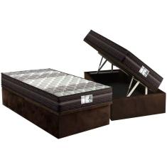 Imagem de Conjunto Box Baú Solteiro: Colchão Molas Probel Prolastic ProDormir Palace + Base CRC Suede Brown(88x188)