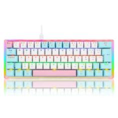 Imagem de TECLADO MECANICO GAMER AKALI KEYCAPS ROSA, BRANCO E AZUL RAINBOW SWITCH MARROM