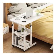 Imagem de SilteD Mesa de computador móvel sobre a cama Mesa sobre a cama Mesa portátil para laptop Carrinho Estação de trabalho ajustável com rodas para escritório em casa Mesa com rodas sobre a cama