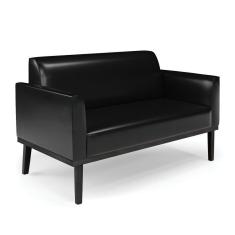 Imagem de Sofá Namoradeira Com Poltrona Base De Madeira Fixa Preto Marisa Corano D03 - D\`rossi Cor Preto