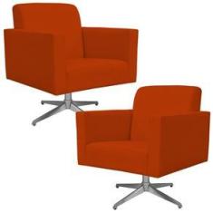 Imagem de Kit 02 Poltronas Decorativas Base Giratória Para Sala de Estar Helô L02