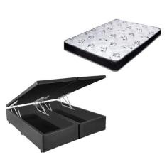 Imagem de Cama Box Baú Casal Bi-Partido Green Cinza + Colchão Espuma D33 138X188