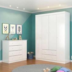 Imagem de Guarda-Roupa 4 Portas E 2 Gavetas + Cômoda Ana  - Phoenix Baby