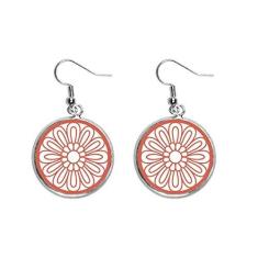 Imagem de Brincos femininos chineses com padrão tradicional de flor vermelha chinesa com pingente de prata