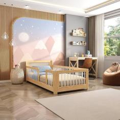 Imagem de Cama Infantil Solteiro Montessoriano Wave Com Rattan Casatema