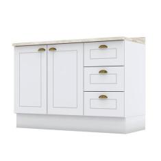 Imagem de Balcão De Cozinha 120 Cm Americana Branco Com Tampo Calcare  Henn