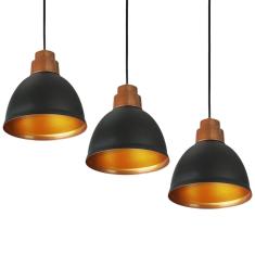 Imagem de Kit 3 Lustres Pendentes Karina De Alumínio  Com Cobre