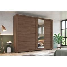 Imagem de Guarda-Roupa Palace 02 Pts. Deslizantes C/ Espelho Castanho - Henn