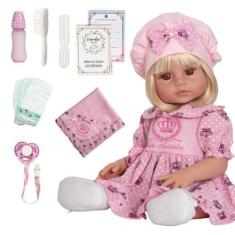 Imagem de Boneca Reborn Realista Loira Recém- Nascido + 8 Itens - Cegonha Reborn