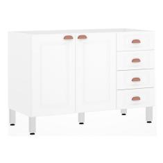 Imagem de Balcão De Pia s/ Tampo 120cm 2 Portas 4 Gavetas Branco Polar