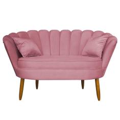 Imagem de Namoradeira Pétala 2 Lugares Decorativa Veludo Rosa - Montanaris Decor
