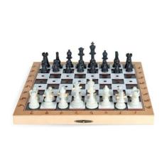 Imagem de Jogo De Tabuleiro Xadrez Adaptado Educativo Inclusivo Braille Mdf E Pl