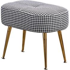 Imagem de Banqueta retangular multifuncional | Otomano de decoração criativa com pernas de metal duráveis ​​| Apoio para os pés do sofá estofado para entrada da sala de estar do quarto |