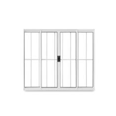 Imagem de Kit com 2 Janelas de Correr Abertura Central Exclusiva 4 Folhas Grade Vidro Liso 100x120cm Branco