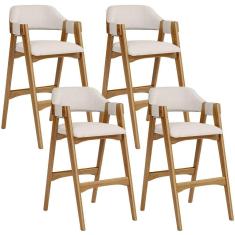 Imagem de Kit 04 Banquetas Altas Suran L02 Linho Cru