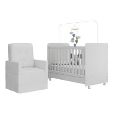 Imagem de Berço Americano 3x1 Com Colchão Incluso Poltrona De Amamentação Multimóveis Mp4095 Branco Branco