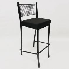 Imagem de Banqueta alta para cozinha Empilhável preta assento em linho cor preto - Poltronas do Sul