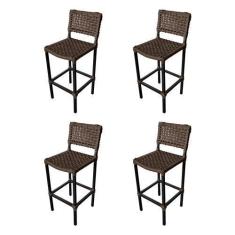 Imagem de Kit 4 Banquetas Premiuim Assento Curvo França em Aluminio e Corda Naút