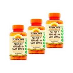 Imagem de Cálcio Magnésio Zinco Com 100 Tabletes Sundown Naturals Kit 3 Un
