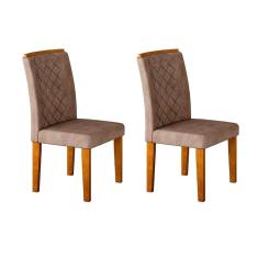 Imagem de Conjunto Com 2 Cadeiras De Jantar Maia Suede Animalle Imbuia