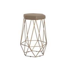 Imagem de Banqueta Rubel Base Gold Suede Cappuccino Gran Belo