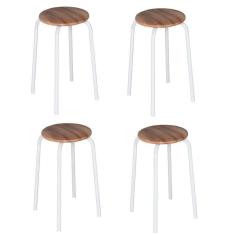 Imagem de Kit 4 Banquetas Sintético Espuma D12 48x33cm Aço Expert Ciplafe Branco/Capuccino