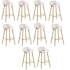 Imagem de Conjunto com 10 Banquetas Alta com Encosto e Apoio para Pés Clarice Nude