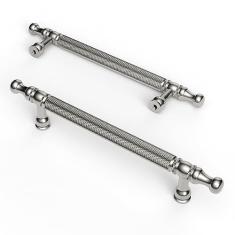 Imagem de Asidrama Pacote com 10 puxadores de armário de cozinha serrilhados de níquel acetinado escovado de 5 polegadas (128 mm), puxadores de armário de cozinha, puxadores de armário de cozinha, puxadores de gaveta puxadores de cômoda