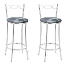 Imagem de Kit 2 Banquetas Cromadas Bc51-b E510 Cromado/azul