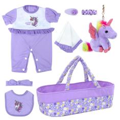 Imagem de Conjunto de roupas Reborn Baby Doll com berço para bonecas de 43 a 56 cm