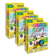 Imagem de Kit 03 Massinha de Modelar 6 Cores Soft Glitter 90g - Acrilex