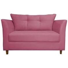 Imagem de Namoradeira Decorativa Isis Pés Trapézio Suede Rosa - DS Estofados
