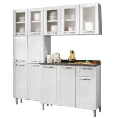 Imagem de Cozinha de Aço Completa Armário Aéreo,Paneleiro 6 Portas e Balcão 3 Portas 1 Gaveta Multipla Bertolini Branco