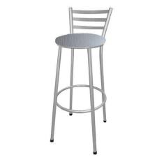 Imagem de Banqueta Alta Com Encosto De Chapa Prata - Moveraço