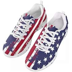 Imagem de Wanyint Tênis de tênis personalizado para corrida e viagem para homens e mulheres, Bandeira, 36